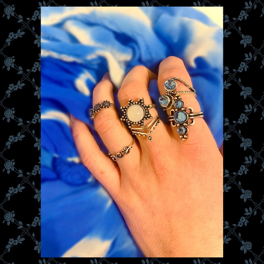 High Fashion Silver Midi Rings Set / Boho, hippie